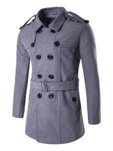 Manteau homme de qualité en coton mélangé unicolore