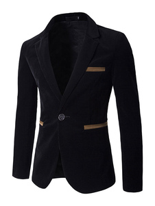 Blazer homme en coton mélangé Unicolore avec boutonnage devant