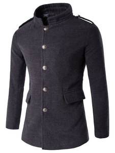 Manteau homme de qualité en coton mélangé unicolore