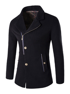 Manteau homme classique masculin en coton mélangé unicolore