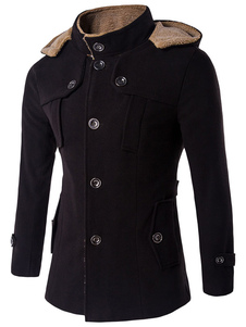 Manteau homme charmant masculin en coton mélangé unicolore