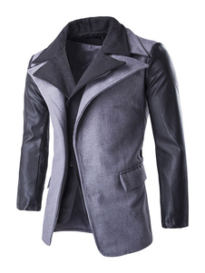 Manteau homme charmant masculin en coton mélangé unicolore