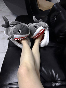 Accessoires de pyjama Kigurumi gris Shark Terry adultes Slipper chaussures