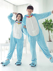 Kigurumi pyjama Doraemon Onesie flanelle bleu animaux Couple Costume costumes en 2 morceaux