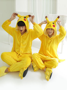 Costume Kigurumi pyjama Pikachu Onesie flanelle jaune Sleepwear animaux Couple