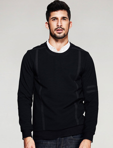 Crewneck Sweatshirt noir manches longues masculine façonnage pull Top