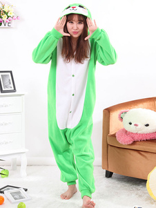 Kigurumi pyjama lapin Onesie flanelle bouton vert animaux Jumpsuit Costume adulte
