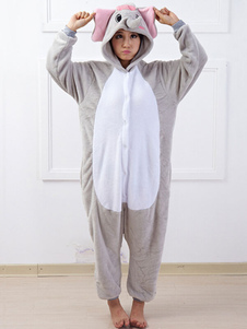 Kigurumi pyjama Elephant Onesie gris flanelle Sleepwear Animal Costume pour les adultes