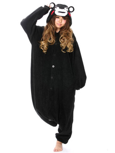 Kigurumi animal pyjama Kumamon noir adulte à capuchon flanelle Onesie Sleepwear