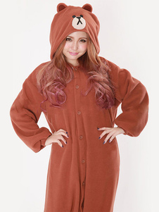 Pyjama Kigurumi ours brun flanelle Onesie Costume de vêtements de nuit pour adultes