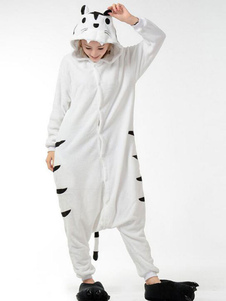 Kigurumi pyjamas flanelle Onesie tigre blanc vêtements de nuit animaux Costume adulte
