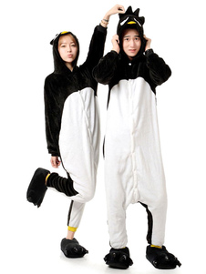 Kigurumi pyjama Penguin Onesie adultes blanc & noir Costume Animal de flanelle