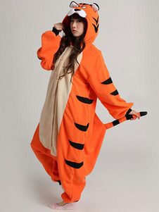 Kigurumi pyjamas Tiger Onesie pour vêtements de nuit Orange Costume Animal adulte flanelle