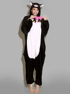 Kigurumi pyjama Costume Animal chat noir Onesie flanelle pour Couple