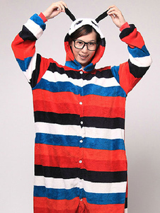 Kigurumi pyjama papillon Onesie flanelle Ture rouge rayé Jumpsuit Costume adulte Animal