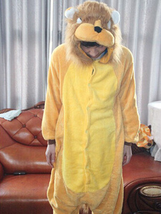 Kigurumi pyjama Costume Animal Lion Onesie lumière brun flanelle pour les adultes