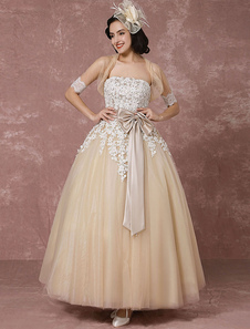 Dentelle Tulle robe de mariage robe de mariée Champagne avec Shrug Ball Cap robe bretelles Sweethear