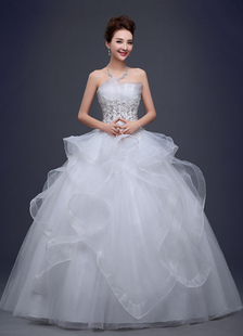 Bustier mariage robe dentelle fleurs perlant Ball Gown robe de mariée Ivoire volant Net étage longue