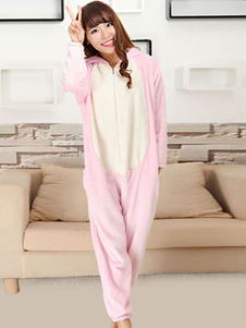 Kigurumi pyjamas Bunny Onesie flanelle rose Jumpsuit Costume adulte Animal