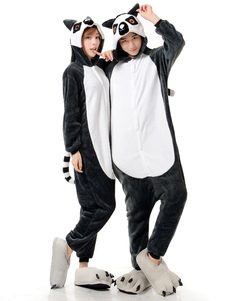 Pyjama Kigurumi Onesie flanelle deux ton Animal grenouillères Couple Costume de singe