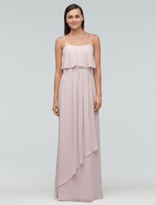 Rose demoiselle d’honneur robe Maxi en mousseline de soie robe bretelles Backless Occasion a-ligne r