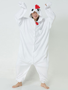 Kigurumi pyjama flanelle Onesie poulet blanc animaux Jumpsuit Costume adulte