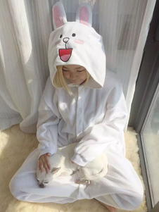Adult Onesie Kigurumi Bunny Costume flanelle blanc mignon Animal pyjama