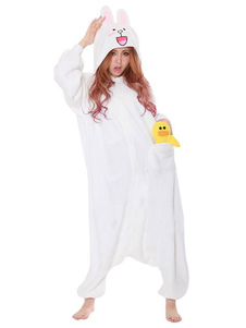 Kigurumi pyjama lapin Cony Onesie blanc flanelle flanelle adultes mignon Costume