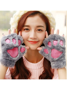 Pyjama Kigurumi chat Onesie gris coton animaux Winter Gloves Costume pour les adultes