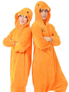 Kigurumi pyjama flanelle Onesie Couple animaux Orange Costume