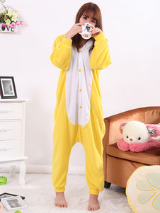 Kigurumi pyjama lapin Onesie flanelle bouton jaune animaux Jumpsuit Costume adulte