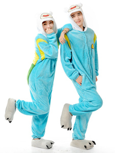 Kigurumi pyjamas Finn Onesie flanelle grenouillères bleu animaux Couple Costume