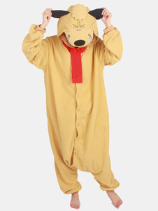 Kigurumi pyjamas chien cache-couche pour adulte flanelle jaune Cartoon animaux Costume vêtements de 
