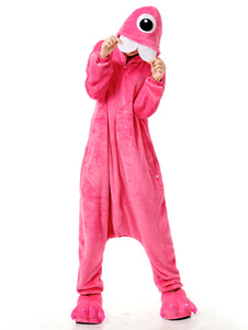 Pyjama Kigurumi grand aux yeux de grandes dents monstre rose Onesie flanelle Sleepwear Costume