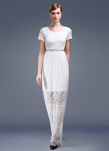 Beach robe dentelle robe de soirée Ankel longueur a-ligne manches courtes Party robe de mariée