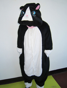 Kigurumi adulte Onesie chat noir pyjama flanelle mignon Costume Animal