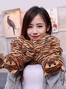 Kigurumi pyjamas Tiger Paw Gants Gants hiver animaux Onesie Brown Costume pour les adultes