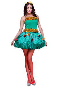 Arbre de Noël Costume Robe courte bustier vert féminin