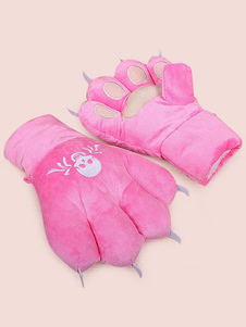 Pyjama Kigurumi ours rose Onesie Gants hiver Animal Costume pour les adultes