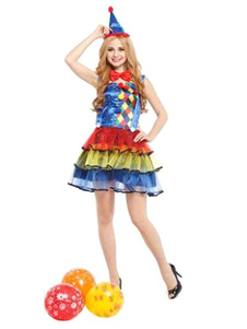 Carnaval de bleu Clown Costume costume féminin à niveaux robe Costume