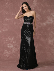 Robe sublime de soirée sirène avec paillettes noir et paillettes bustier Avec traîne