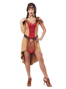 Costume sexy Américain Natif en polyester Brun pour femme