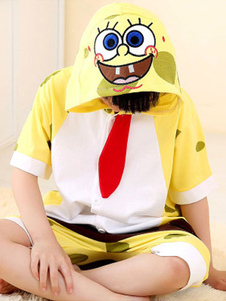 Kigurumi pyjamas SpongeBob Onesie Snuggie jaune manches courtes coton animaux vêtements de nuit pour