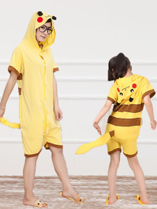 Kigurumi pyjama Pokemon Pikachu Onesie Snuggie jaune manches courtes coton animaux Sleepwear