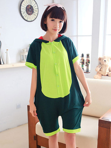 Kigurumi pyjama dinosaure Onesie Snuggie pour enfants coton manches courtes vert vêtements de nuit a