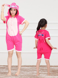 Kigurumi pyjamas Stitch Onesie Snuggie rose coton manches courtes animaux Sleepwear