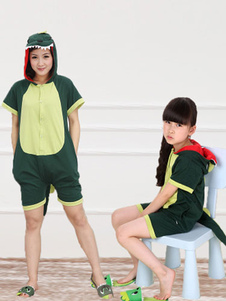 Kigurumi pyjamas Crocodile Onesie Snuggie vert manches courtes coton animaux Sleepwear