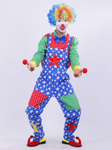 Jeu de costume de carnaval Clown Costume masculin étoiles colorée haut et pantalon