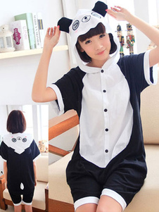 Vêtements de nuit animaux Kigurumi pyjama Panda Onesie Snuggie blanc et noir manches courtes coton