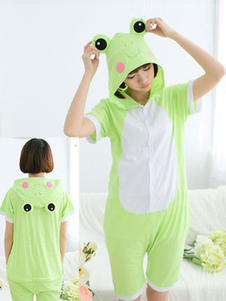 Kigurumi pyjama grenouille Onesie Snuggie pour enfants coton manches courtes vert vêtements de nuit 